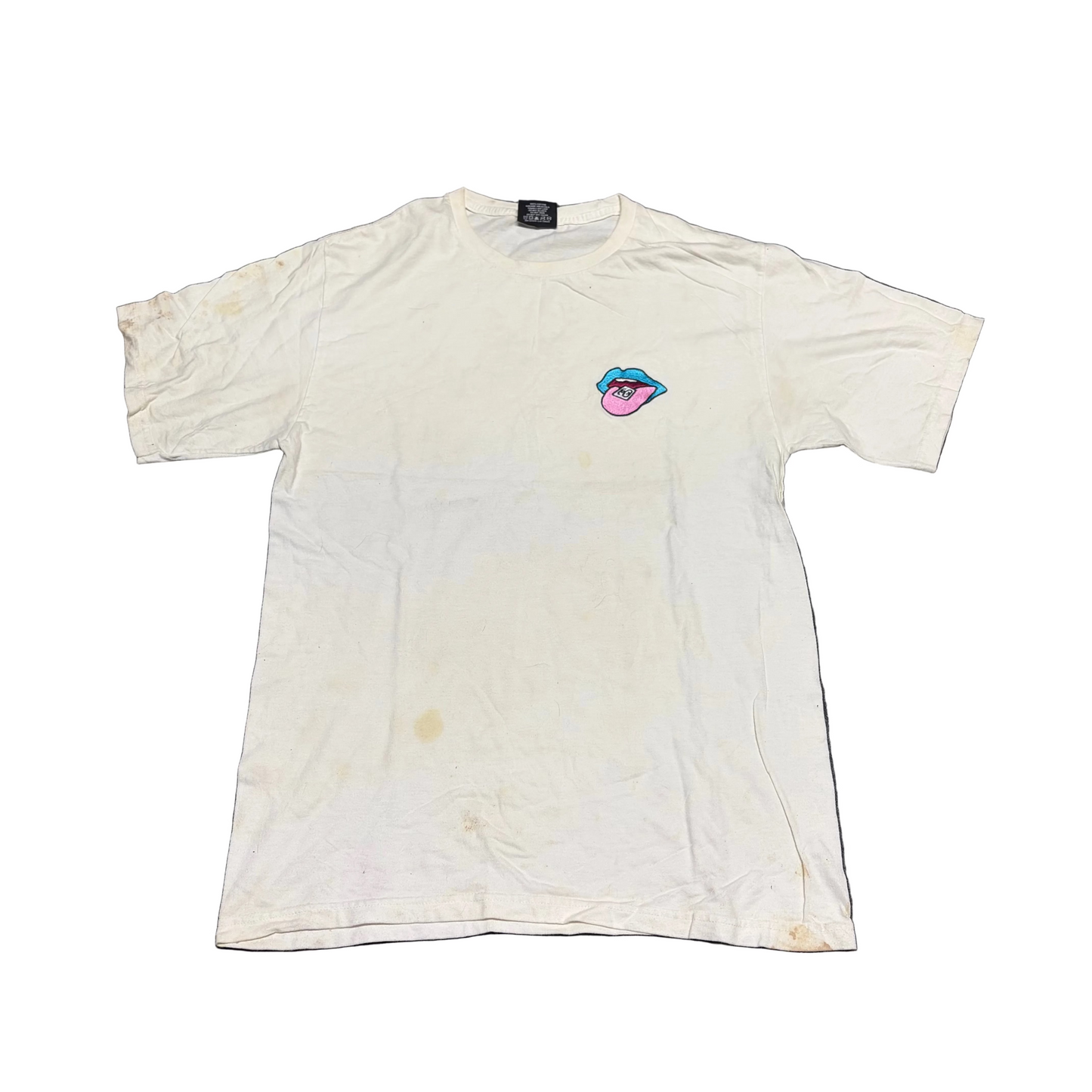Stussy White Embroidered Logo Tshirt - Small - 18" x 27"