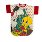 90's Looney Tunes Sylvester Tweety White Cotton Poly Christmas Tshirt - XLarge - 24" x 32.5"