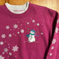 Top Stitch Pink Snowman Winter Snowflake Crewneck Sweatshirt - Medium - 20" x 25"