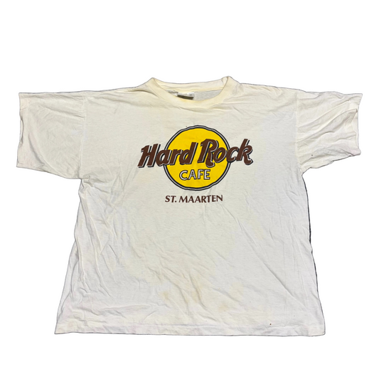 90’s CocoWalk Hard Rock Cafe St Marten White Cotton Tshirt - Medium - 21.5" x 25"