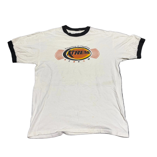 90’s Anvil Xtreme Scream Band Tour White Ringer Tshirt - Medium - 20" x 28"