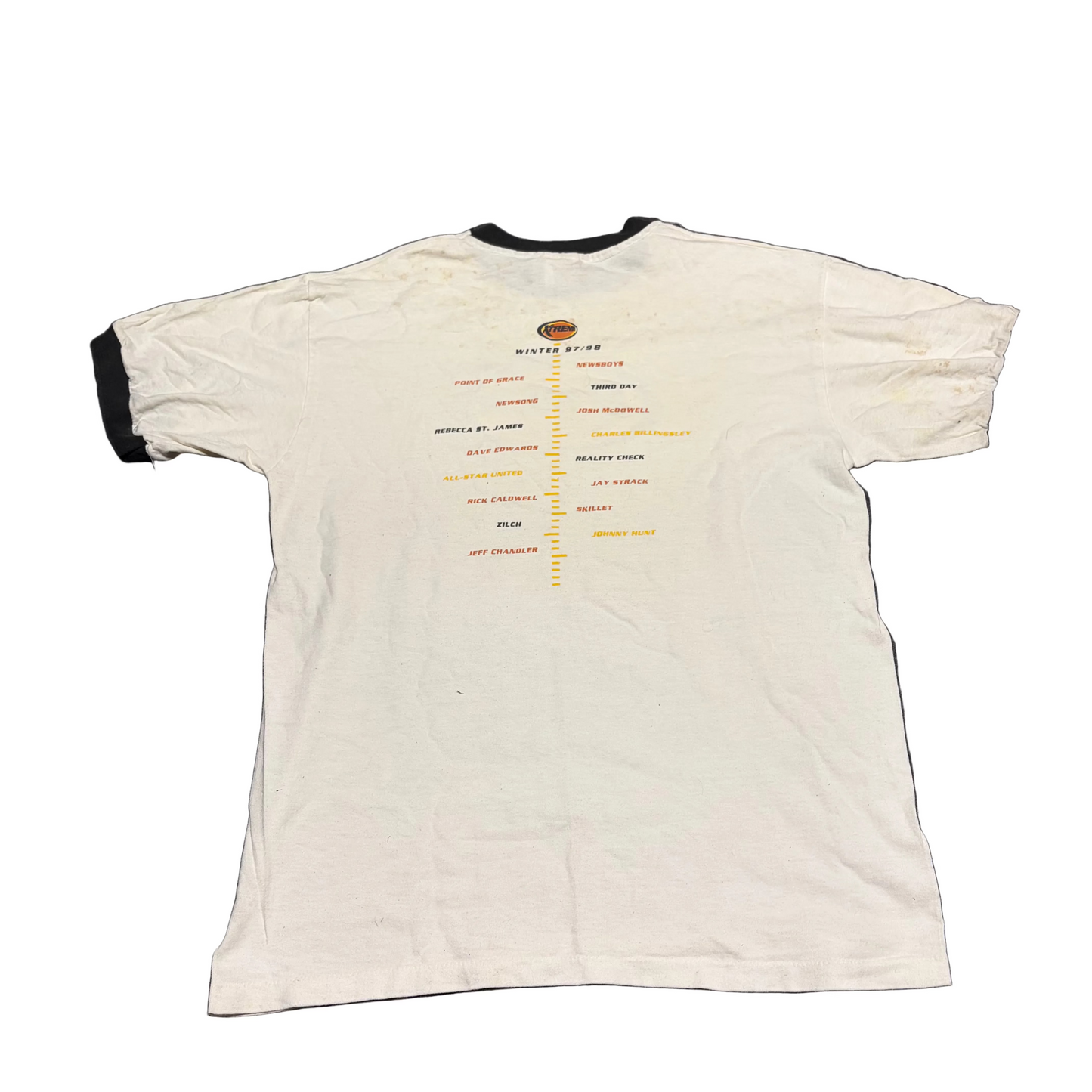 90’s Anvil Xtreme Scream Band Tour White Ringer Tshirt - Medium - 20" x 28"