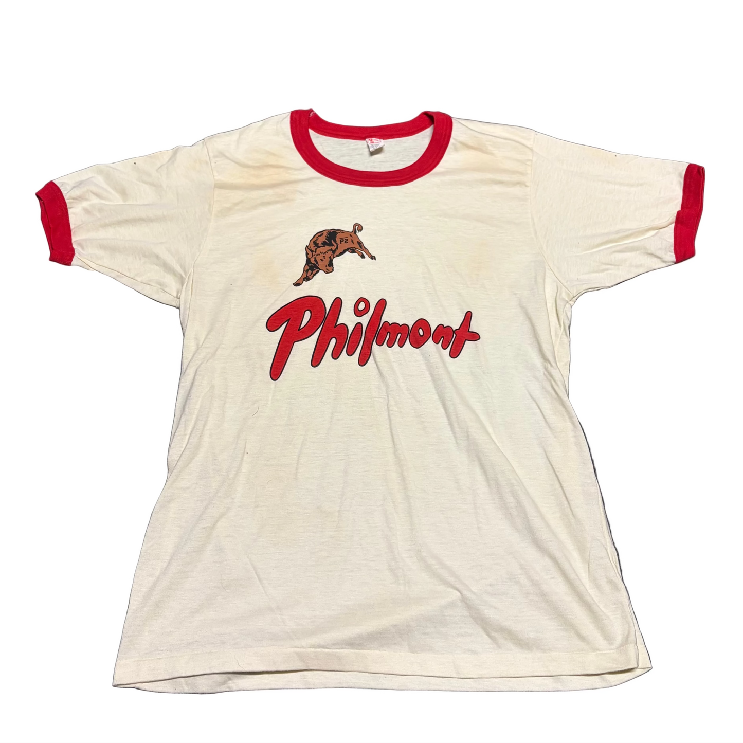70/80’s Textile Prints Philmont Red White Ringer Tshirt - Small - 18" x 25.5"