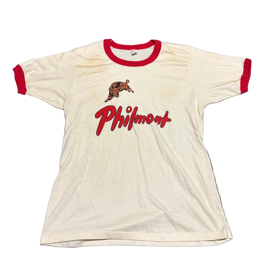 70/80’s Textile Prints Philmont Red White Ringer Tshirt - Small - 18" x 25.5"