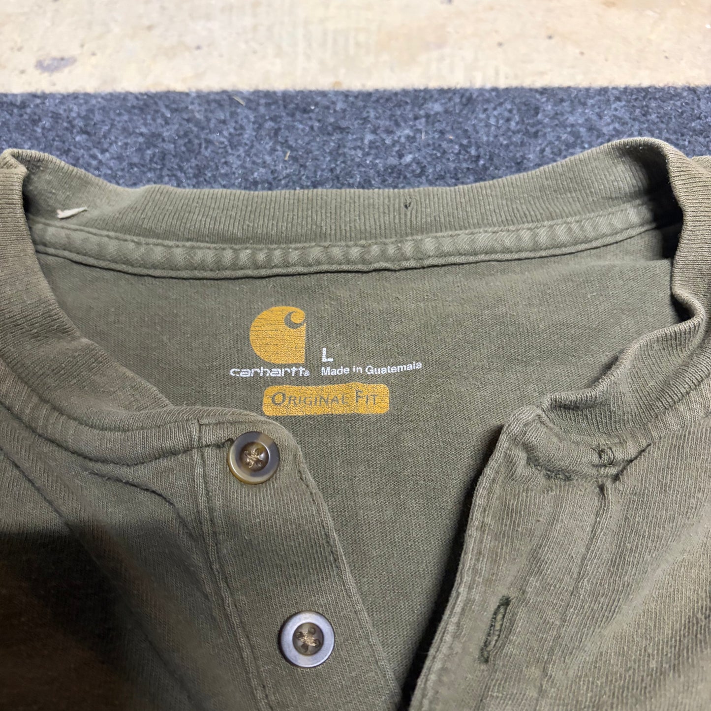 Carphartt Carhartt Quarter Button Green Pocket Tshirt - XLarge - 24" x 29.5"
