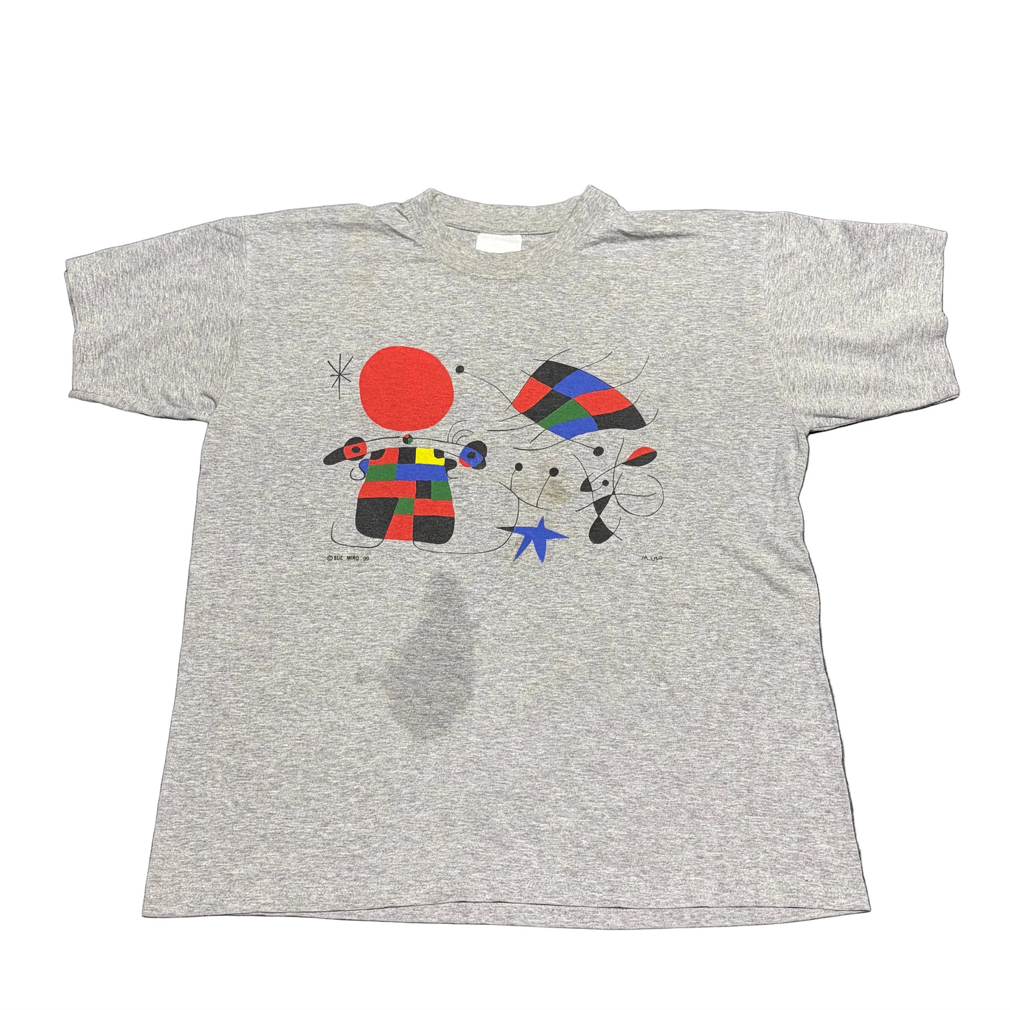 90’s Suc Miro Art Grey Tshirt - Medium - 21" x 26"