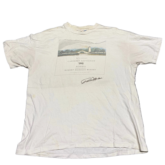 90’s Hanes Beefy Napa Valley Cabernet Sauvignon Winery White Tshirt - Large - 23" x 29"