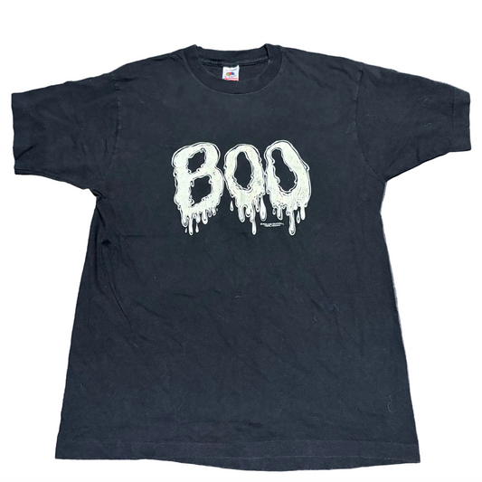 90’s FOTL Boo Ghost Halloween Black Tshirt - Medium - 20" x 29"