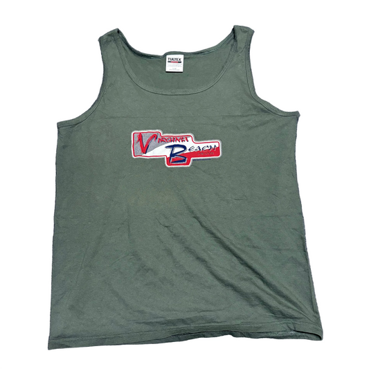 90’s Tultex Virginia Beach Green Olive Tanktop Shirt - Large - 22" x 25.5"