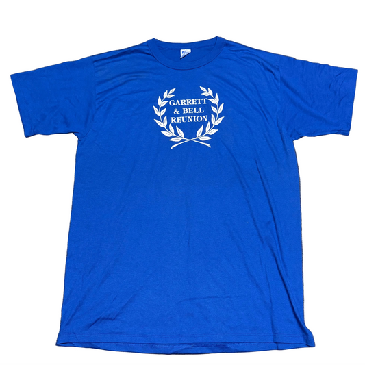 80’s Russell Athletics Garrett and Bell Reunion Blue Tshirt - Large - 23" x 31.5”