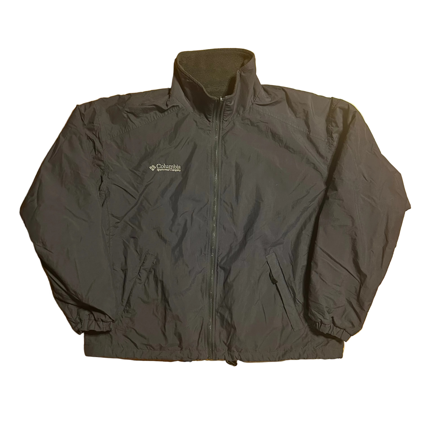 90’s Columbia Fleece Lined Nylon Windbreaker Grey Jacket - XLarge - 28" x 27"