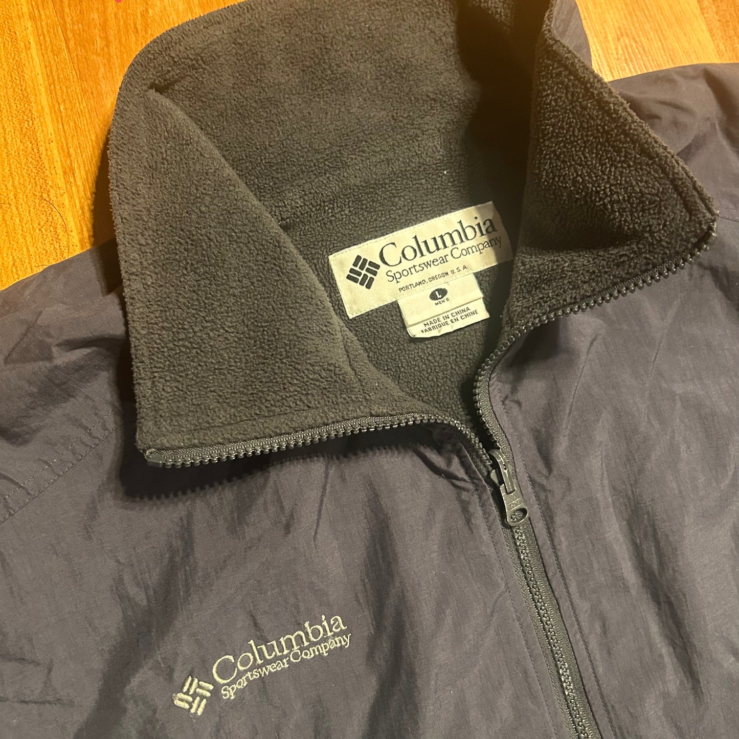 90’s Columbia Fleece Lined Nylon Windbreaker Grey Jacket - XLarge - 28" x 27"