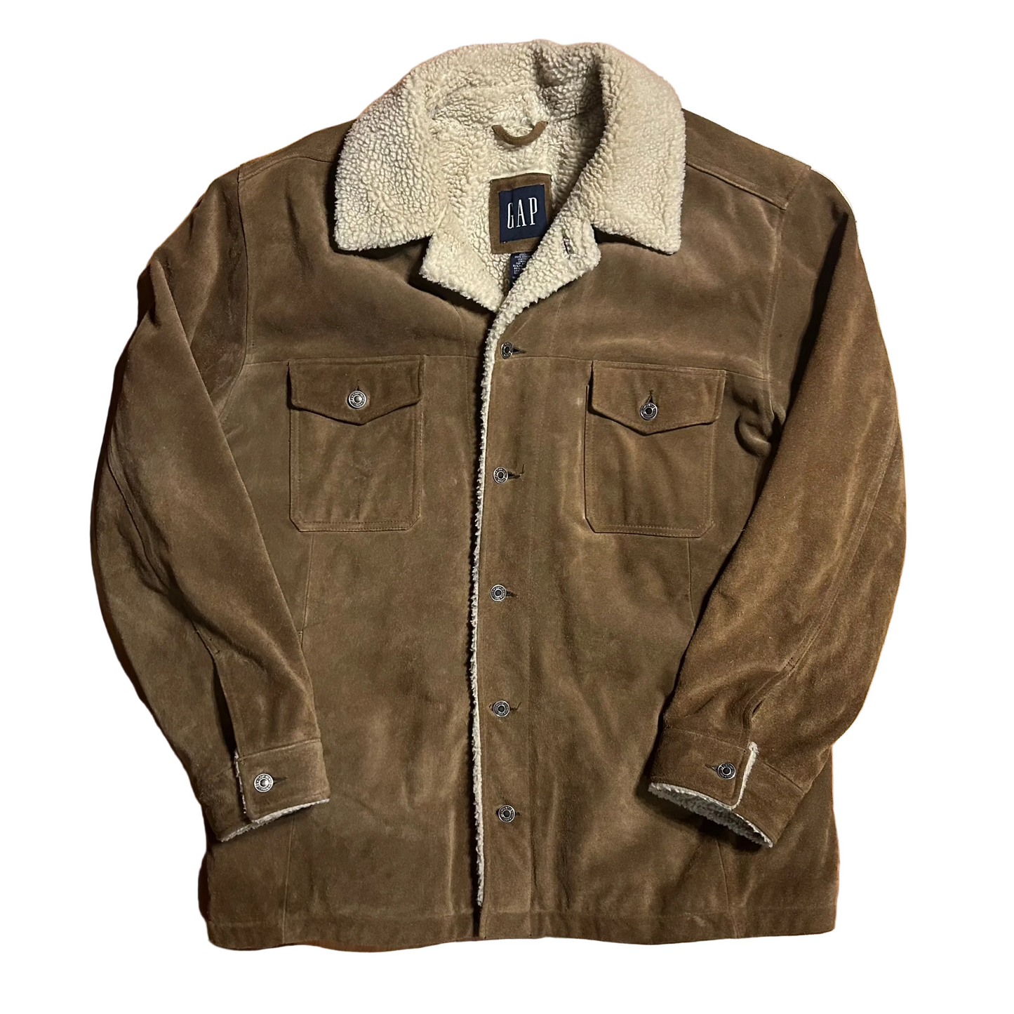 90’s Gap Sherpa Lined Suede Trucker Jacket - XLarge - 26" x 33.5"