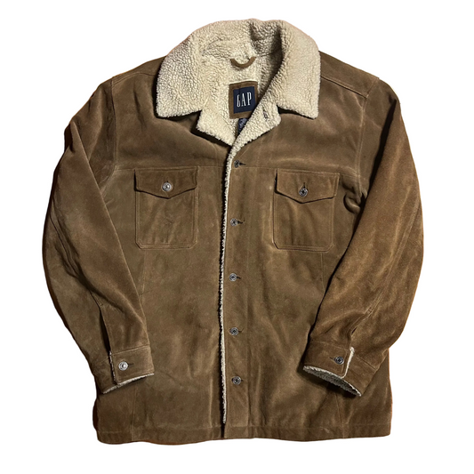 90’s Gap Sherpa Lined Suede Trucker Jacket - XLarge - 26" x 33.5"