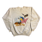 90's FOTL Forever Free Bald Eagle America White Crewneck Sweatshirt - Large - 23" x 25"