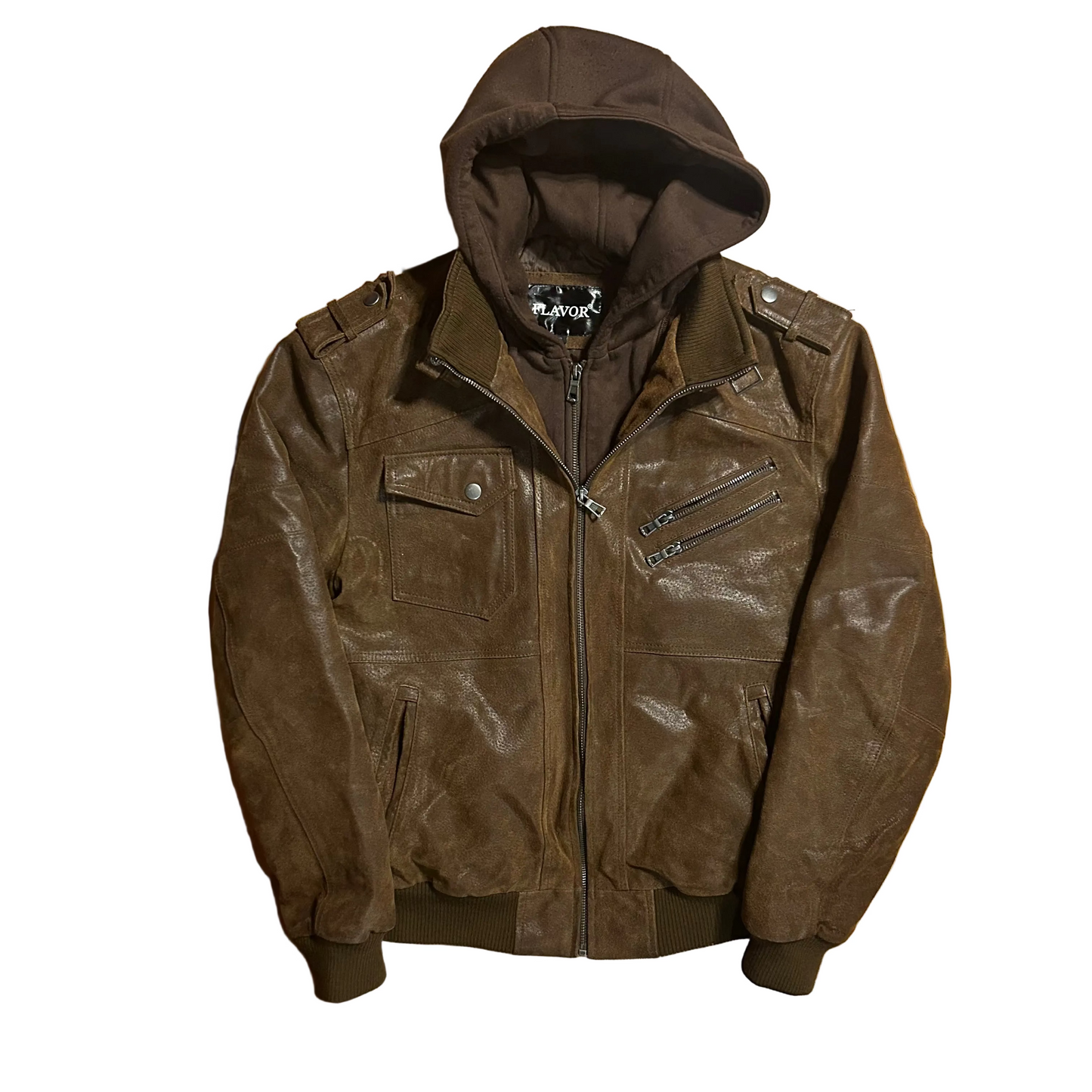 Flavor Leather Hooded Jacket - Medium - 21" x 24"