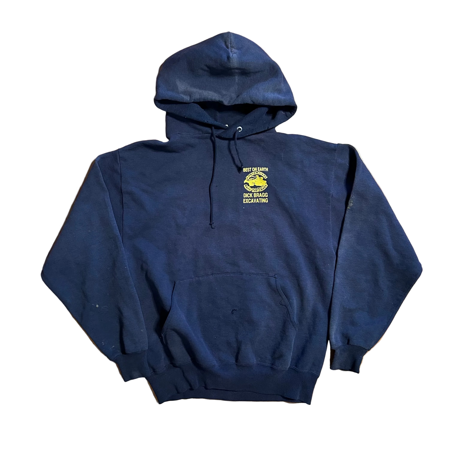 Dick Bragg Excavating Best on Earth Navy Blue Hoodie Sweatshirt - Medium - 20" x 23"