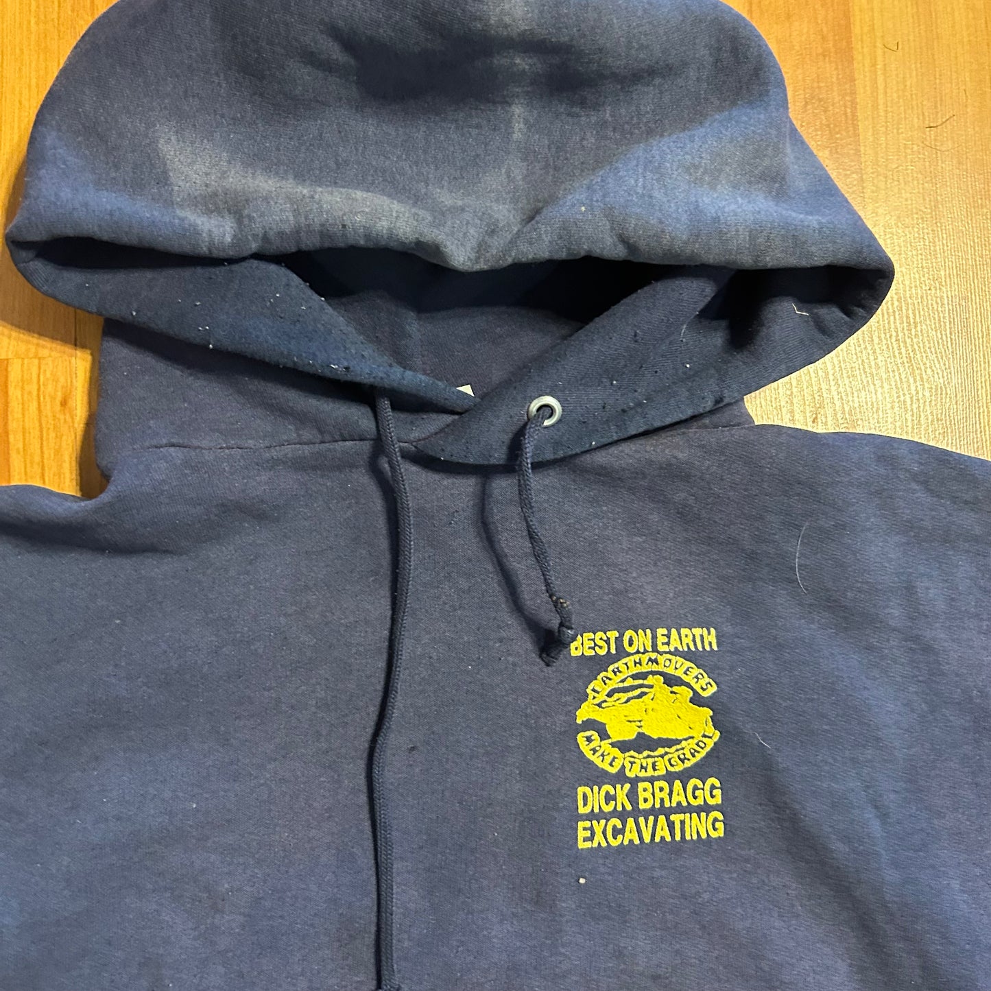 Dick Bragg Excavating Best on Earth Navy Blue Hoodie Sweatshirt - Medium - 20" x 23"