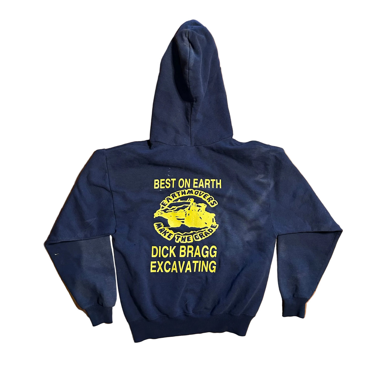 Dick Bragg Excavating Best on Earth Navy Blue Hoodie Sweatshirt - Medium - 20" x 23"