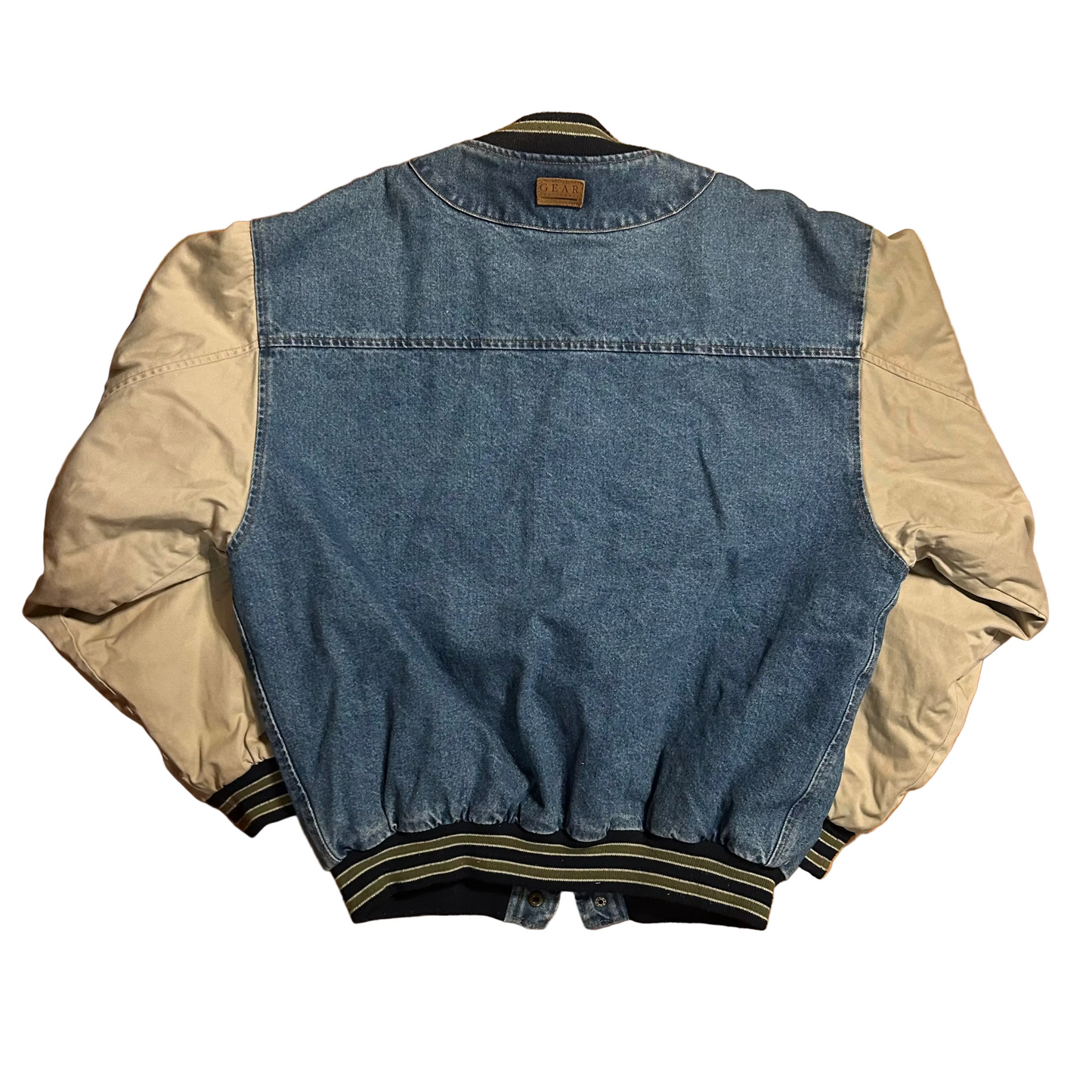 90’s Gear for Sports Denim Varsity Bomber Jacket - XLarge - 25" x 26.5"
