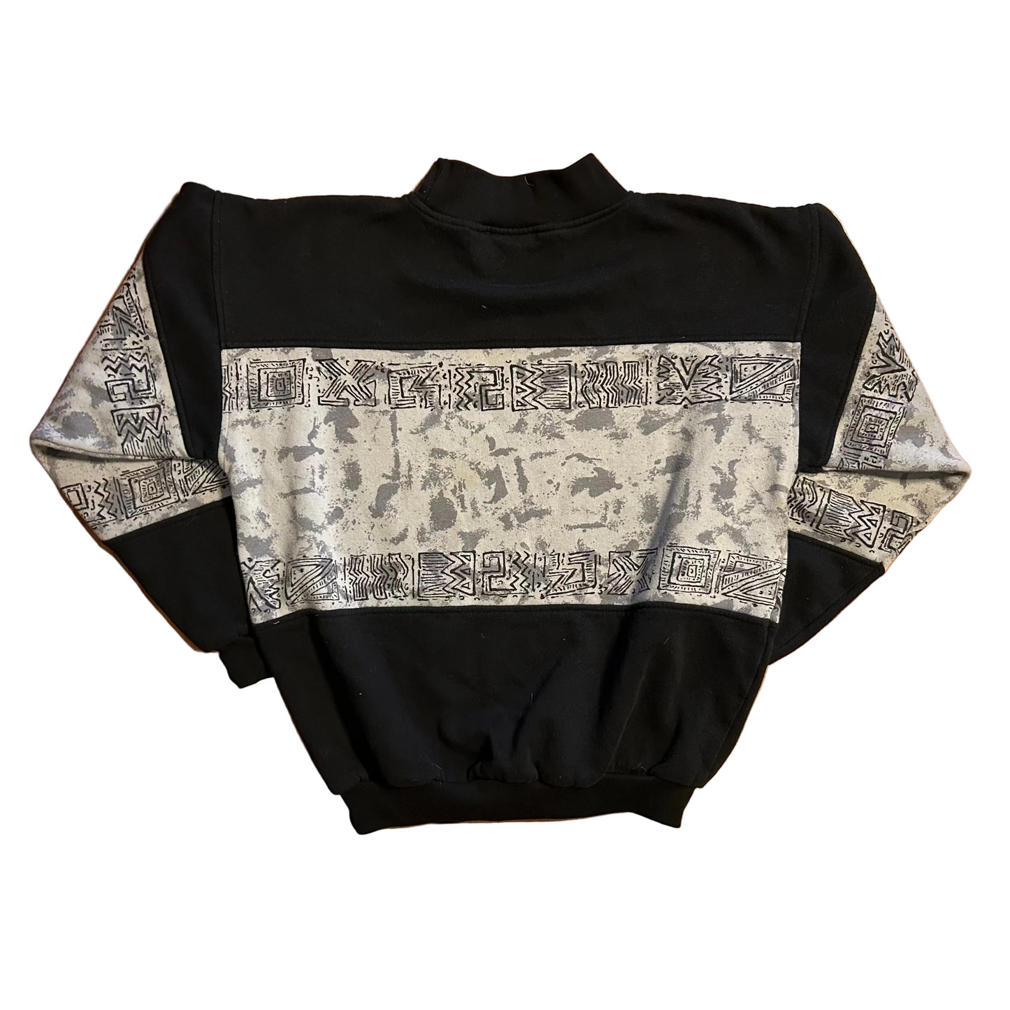 90's Permit Black Black White Mock Neck Sweatshirt - Large - 22" x 22"