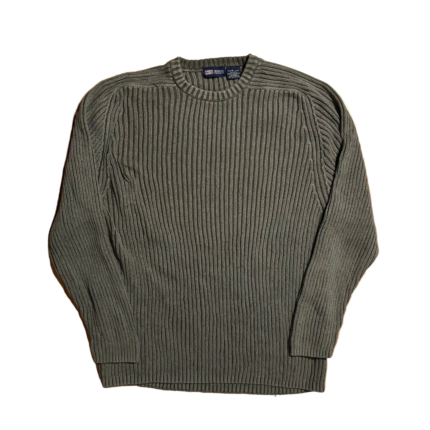 Faded Glory Green Cotton Sweater - Large - 23" x 29.5"