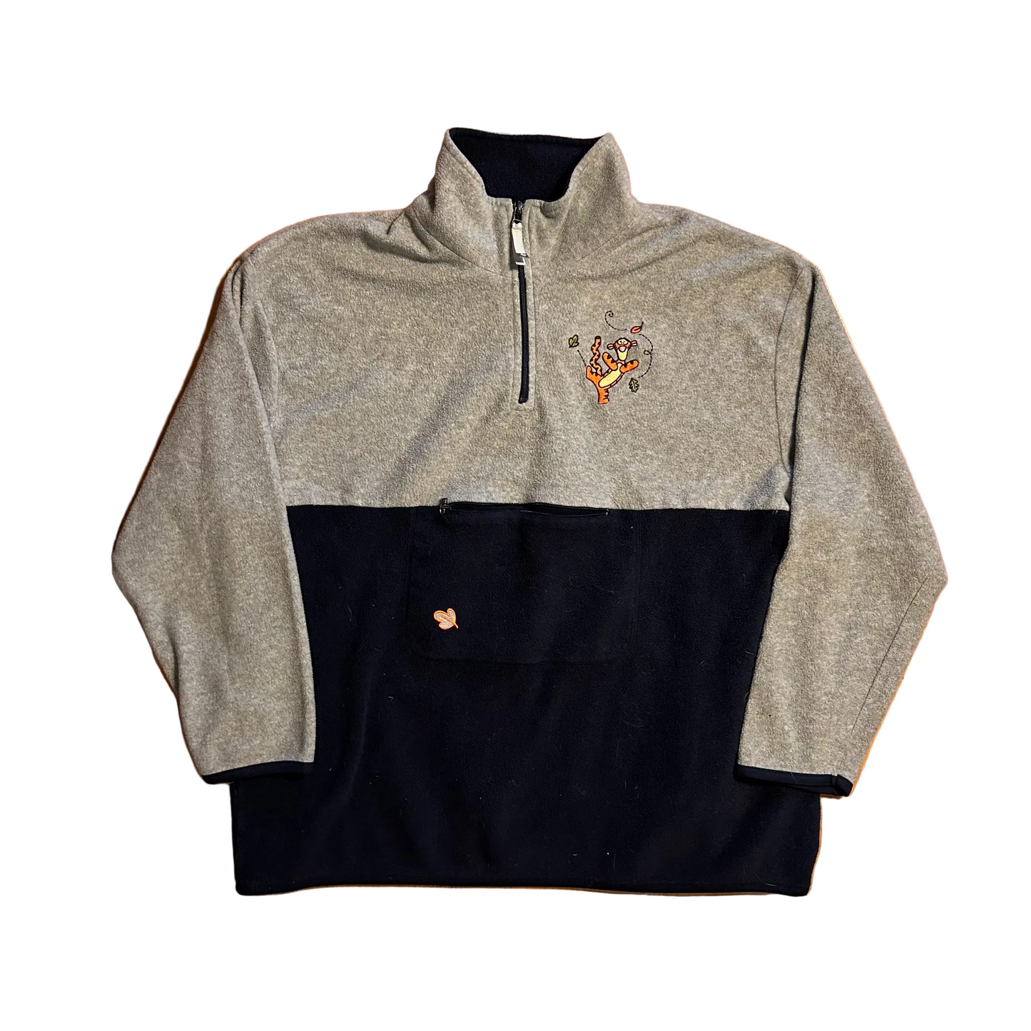 Pooh Tigger Grey Black Quarter Zip Fleece Sweatshirt - XLarge - 25" x 27"