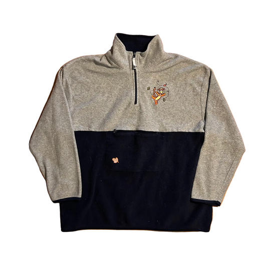Pooh Tigger Grey Black Quarter Zip Fleece Sweatshirt - XLarge - 25" x 27"