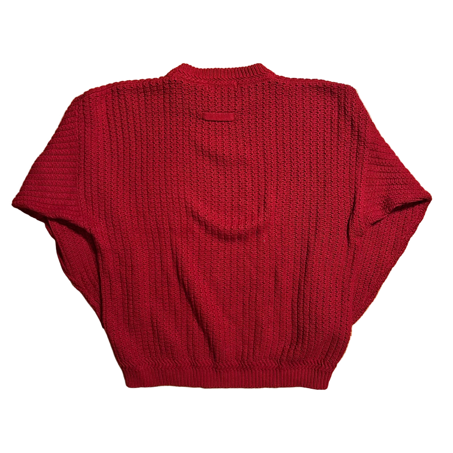 80’s Fenn Wright Basix Ramie Cotton Chunky Knit Red Sweater - XLarge - 25" x 28"