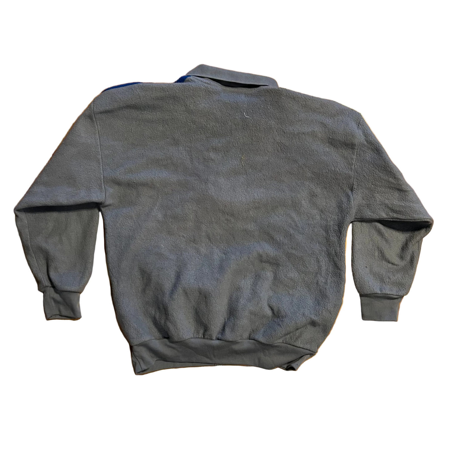 70/80's GBC Color Blocked Purple Teal Blue Grey Quarter Zip Fleece Sweatshirt - Large - 23" x 26"