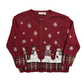 Croft and Barrow Red Zip Up Snowman Cardigan Sweater - Large - 23" x 25"