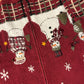 Croft and Barrow Red Zip Up Snowman Cardigan Sweater - Large - 23" x 25"