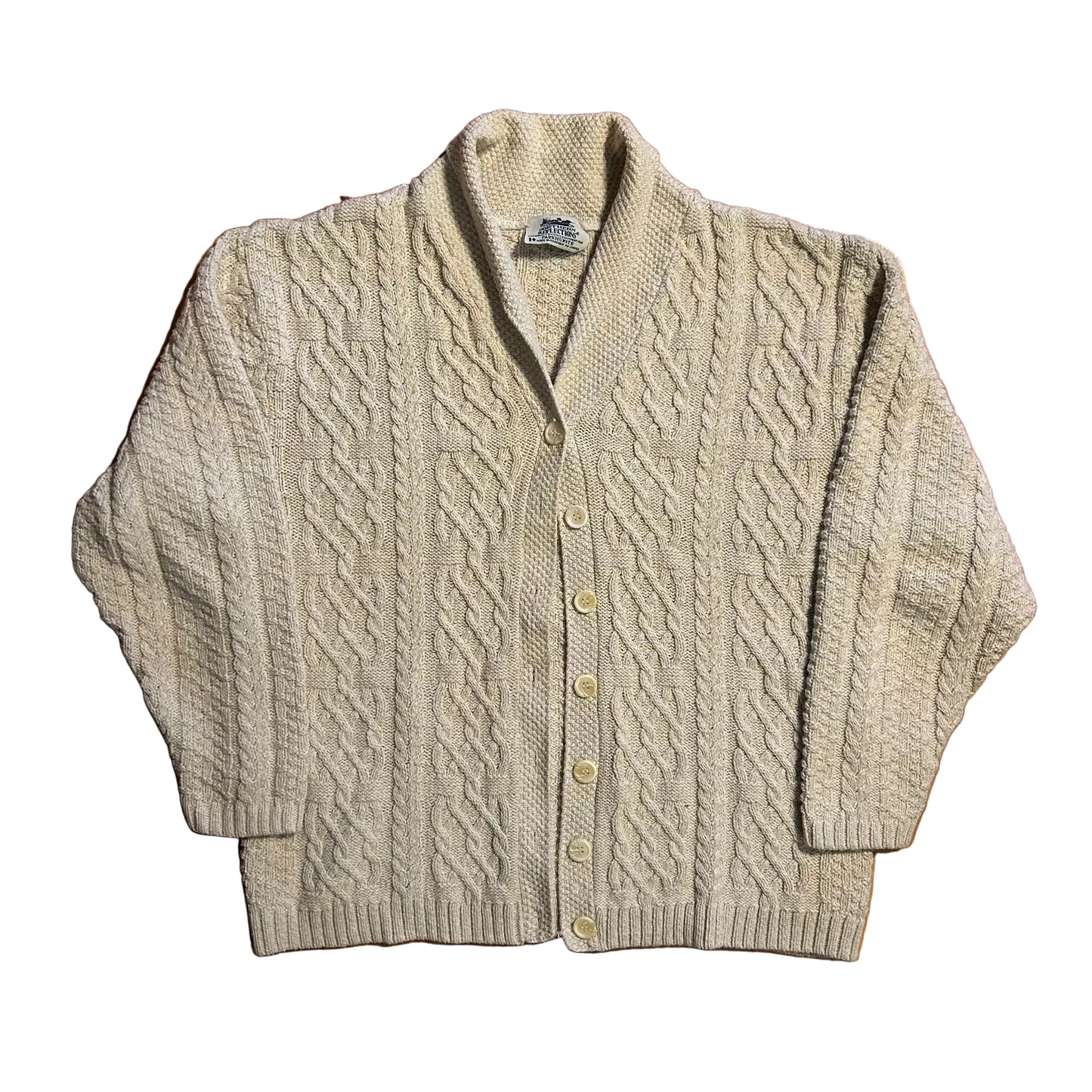 Northern Reflections Tan Cream Cardigan Sweater - Large - 23" x 25"