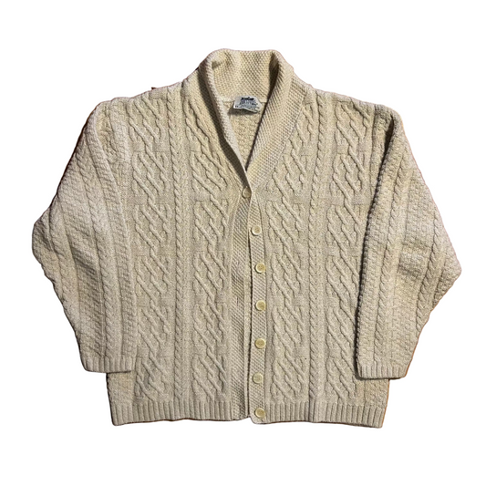 Northern Reflections Tan Cream Cardigan Sweater - Large - 23" x 25"