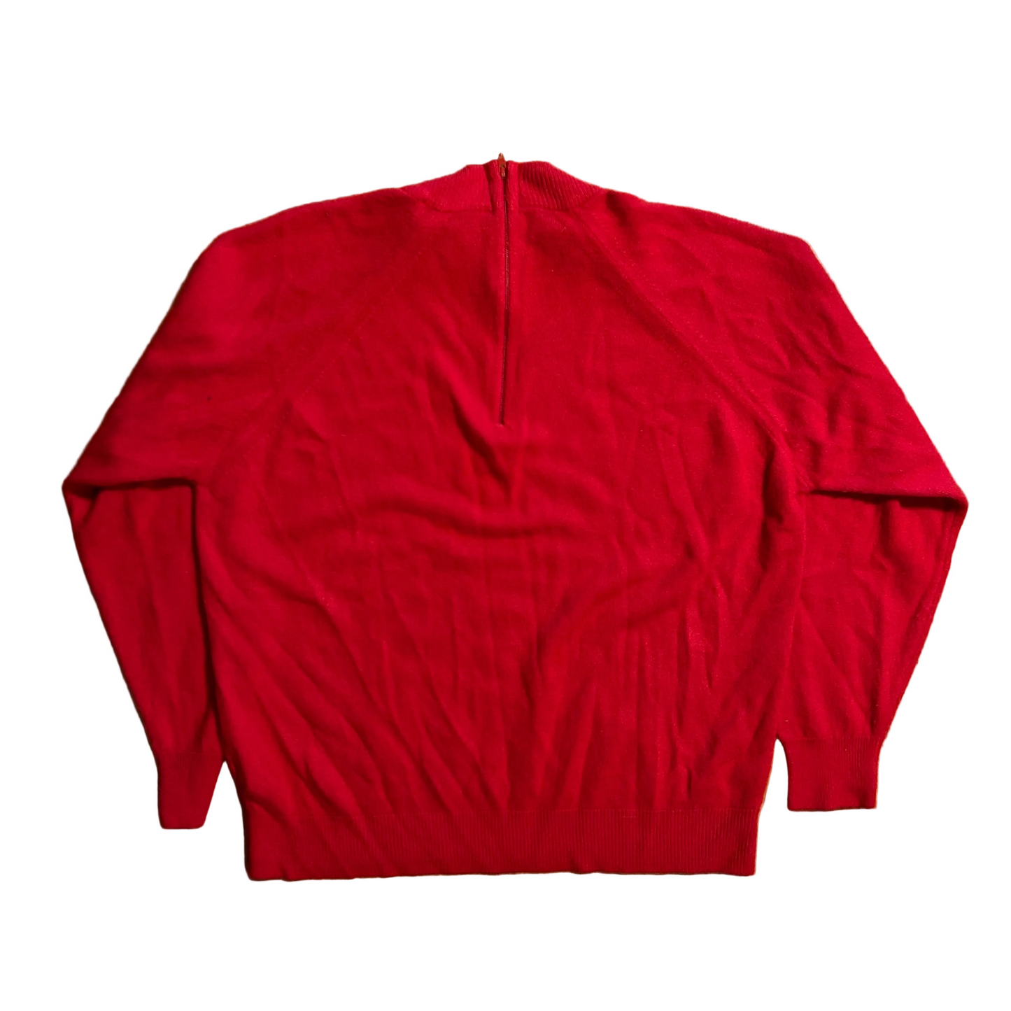 80/90's Designers Petite Turtleneck Red Cashmere Sweater - Medium - 20" x 22"