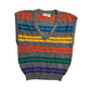 Gitano Acrylic Color Blocked Grey Yellow Orange V Neck Sweater Vest - Large - 23" x 28"