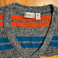 Gitano Acrylic Color Blocked Grey Yellow Orange V Neck Sweater Vest - Large - 23" x 28"