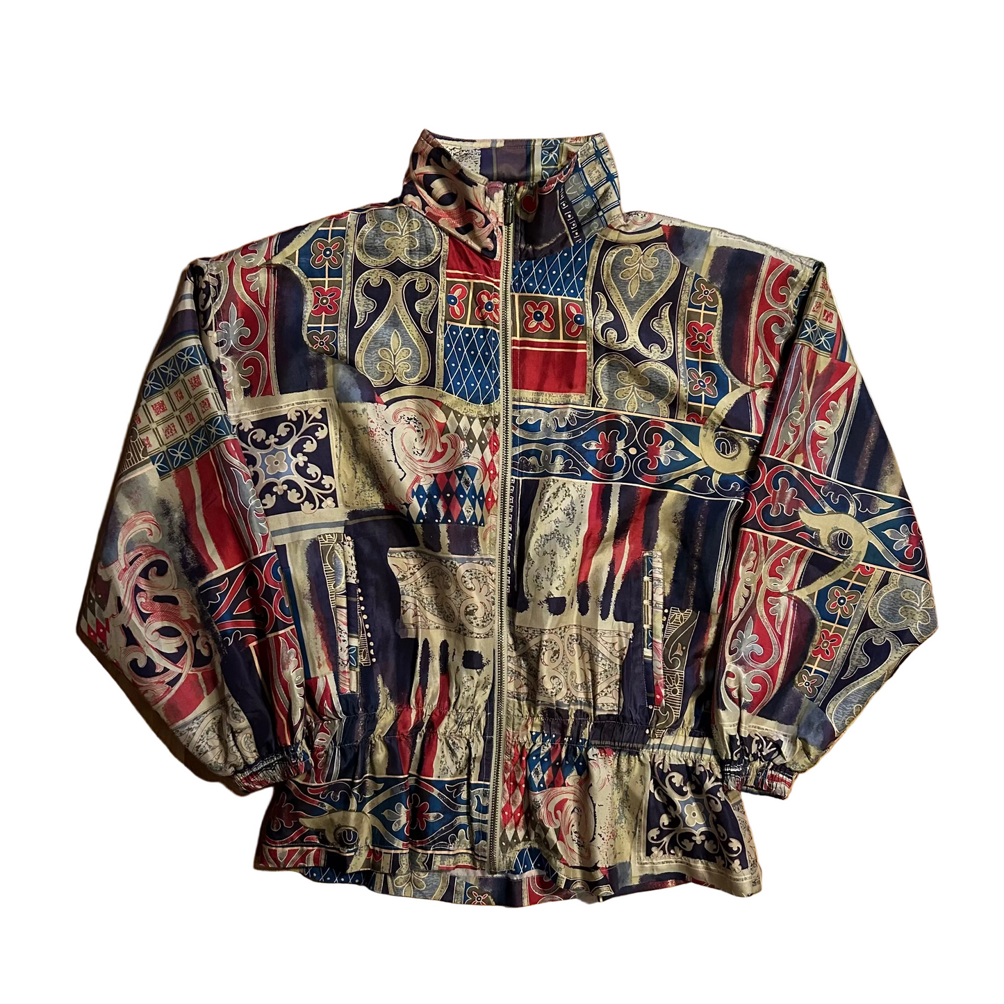 90's East West Silk Zip Up Windbreaker Jacket - Large - 23" x 26"