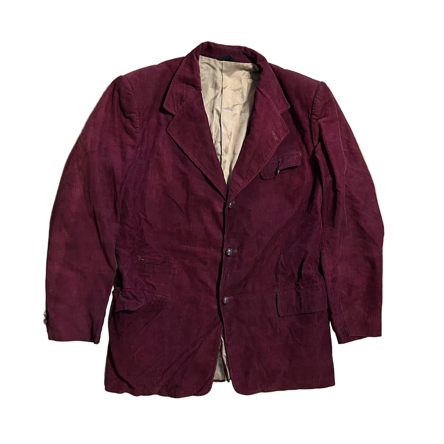 Corduroy Maroon Burgundy Suit Jacket Sports Coat - Medium - 20" x 29"