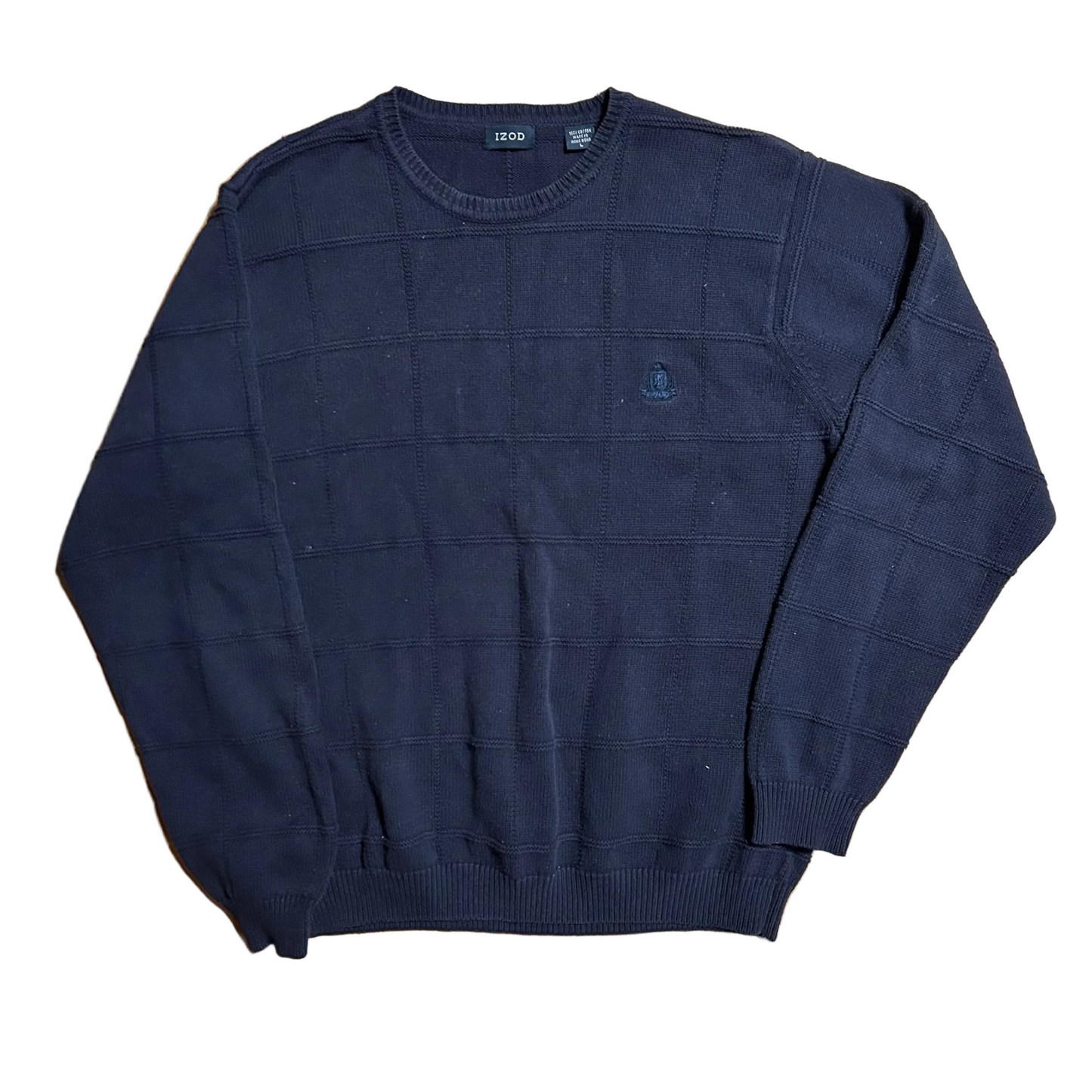 Izod Cotton Navy Blue Sweater - Large - 23.5" x 27.5"