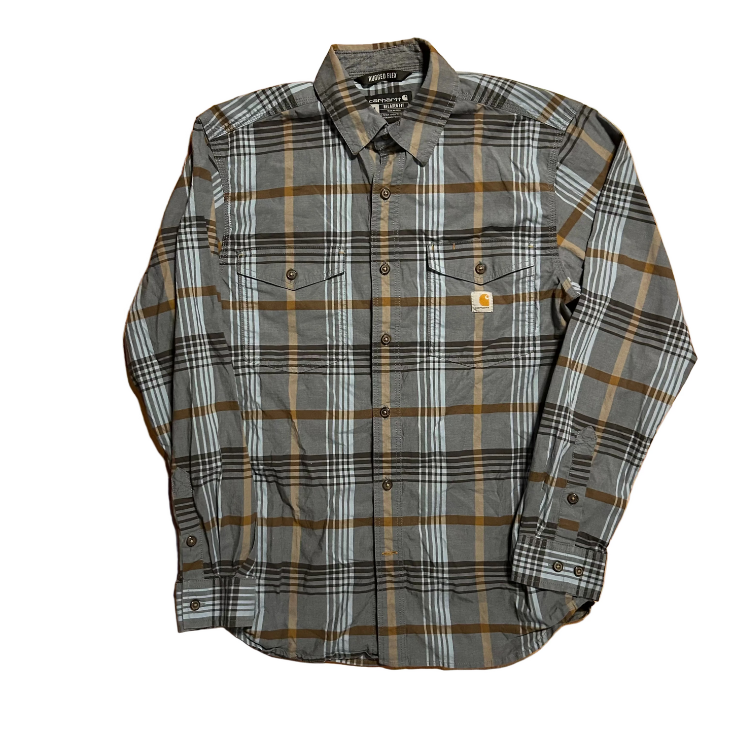 Carhartt Carphartt Blue Plaid Button Up Shirt - Large - 22" x 30"