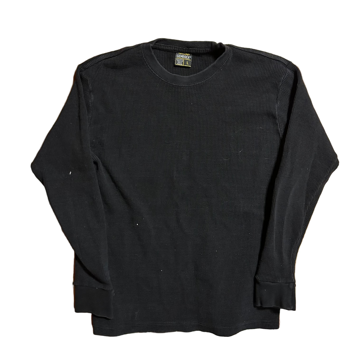 GemRock Waffle Knit Black Longsleeve Thermal Shirt - Medium - 20" x 24"