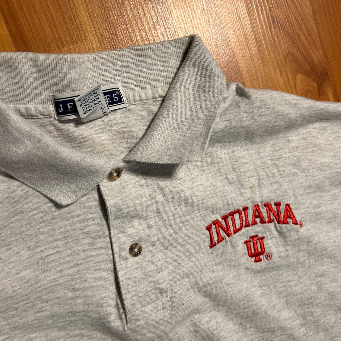 Jerzees IU Indiana University Hoosiers Grey Polo Collared Shirt - Large - 23" x 27"