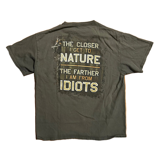Closer To Nature Further From Idiots Buckwear Deer Green Tshirt - Medium - 21" x 26.5"