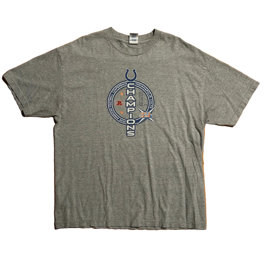 Indianapolis Colts Champions NFL Football Grey Tshirt - Large - 23" x 29"