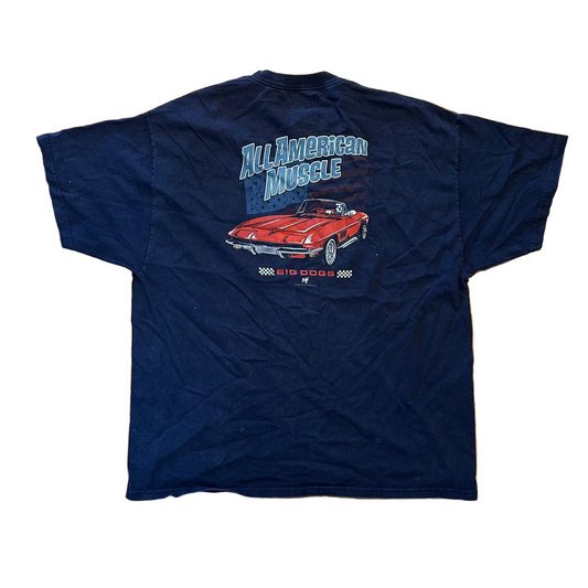 Big Dogs All American Muscle Cars Navy Blue Tshirt - XLarge - 25" x 30.5"