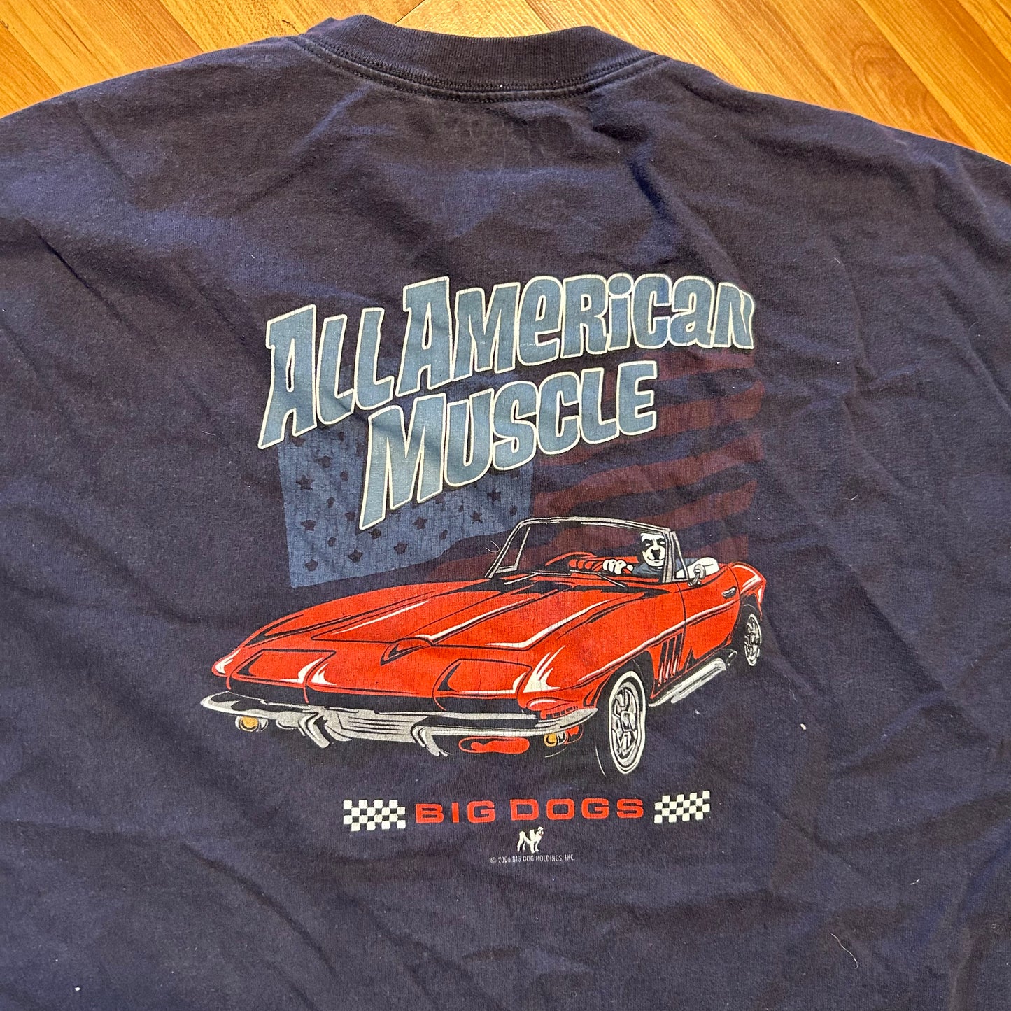 Big Dogs All American Muscle Cars Navy Blue Tshirt - XLarge - 25" x 30.5"