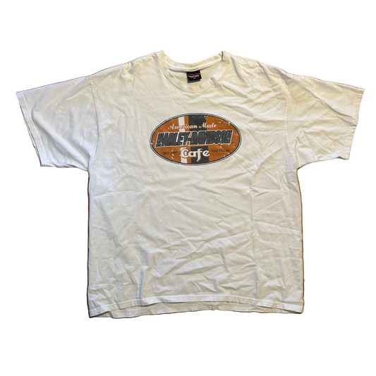 Harley Davidson Motorcycles Cafe White Tshirt - XLarge - 25" x 29.5"