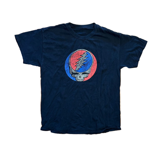 Steal Your Face Grateful Dead Logo Black Tshirt - Medium - 20" x 27"