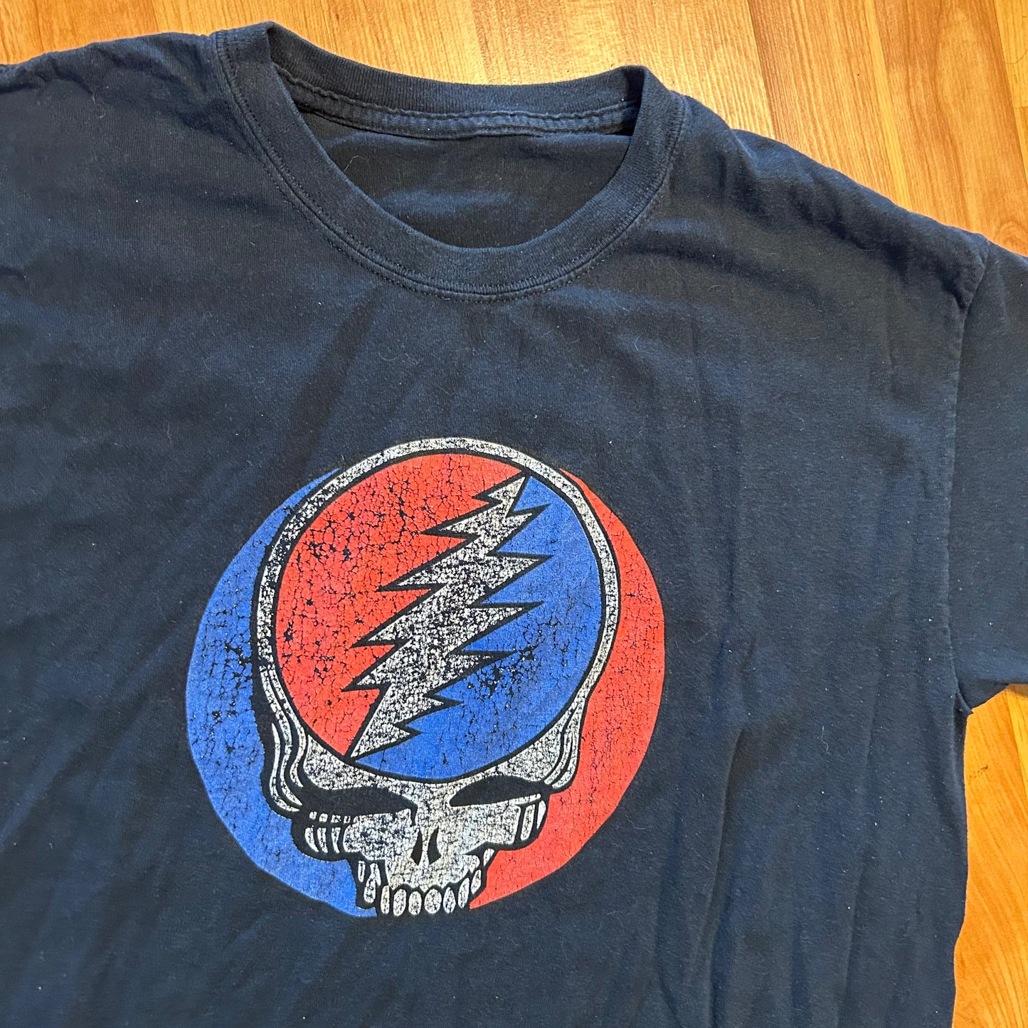 Steal Your Face Grateful Dead Logo Black Tshirt - Medium - 20" x 27"